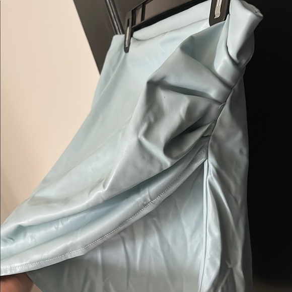 Light Blue Faux Leather Women's Skirt - Picture 2 of 4